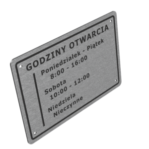 Tabliczka informująca o godzinach otwarcia sklepu